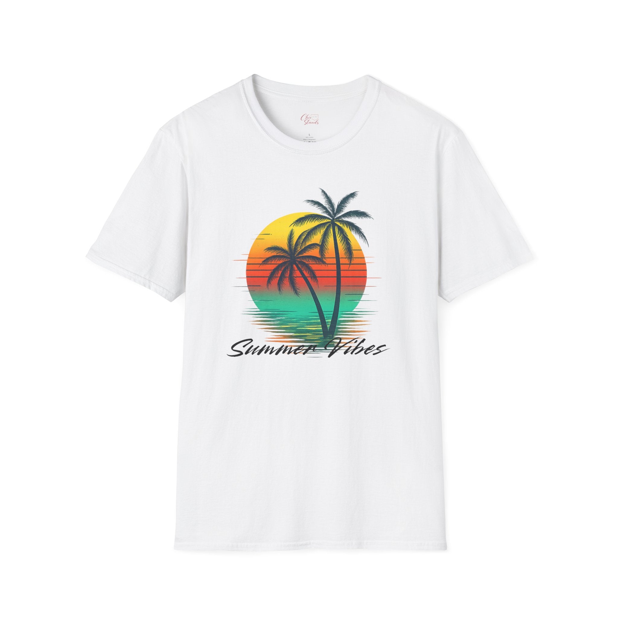 T-Shirt — Vintage Sunset Palm Trees "Summer Vibes" Graphic Tee
